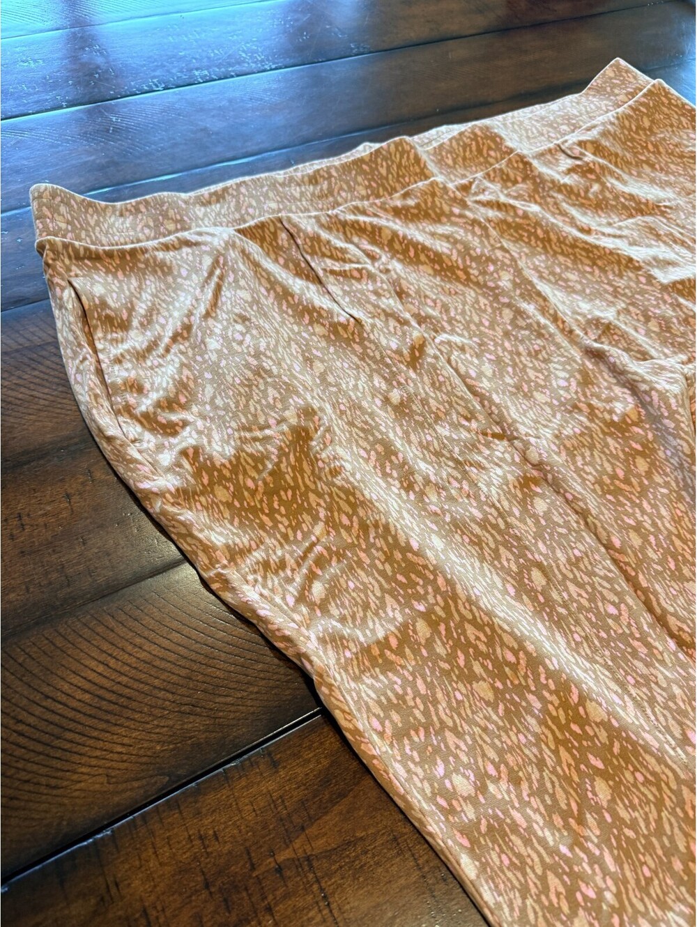 Isaac Mizrahi Live Ponte Knit Printed Slim Leg Pants Toffee Petite 4X MSRP $68